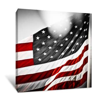 Image of American Flag Flying High Canvas Print