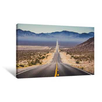 Image of Endless Straight Highway In The American Southwest, USA Canvas Print