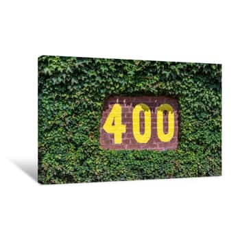 Image of 400 Feet Sign On The Outfield Wall Of Wrigley Field In Chicago, Illinois Canvas Print