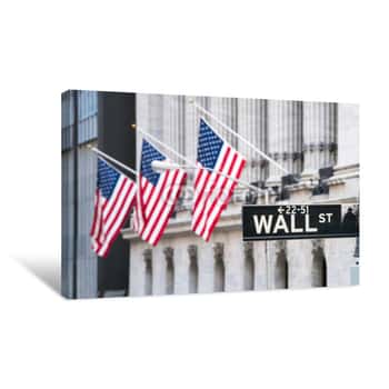 Image of Wall Street In Lower Manhattan, New York City, USA Canvas Print