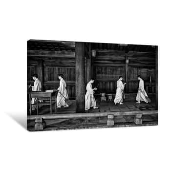 Image of Monks Sweeping Canvas Print