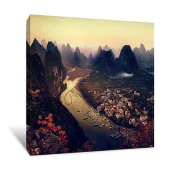 Image of River In The Karst Mountains Canvas Print