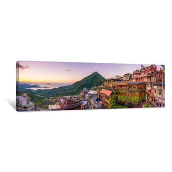 Image of Top View Of Jiufen Old Street In Taipei Canvas Print