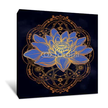 Image of Beautiful Boho Lotus Flower Canvas Print