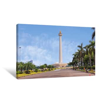 Image of Jakarta, Indonesia, National Monument (Monas)  The National Monument Or Monas Is A 137-meter Tower In The Center Of Jakarta, Symbolizing Indonesia\'s Struggle For Independence Canvas Print