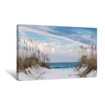 Image of White Sandy Beach Path To The Ocean Canvas Print