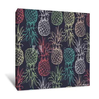Image of Pineapples Seamless Pattern Canvas Print