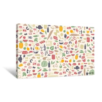 Image of Seamless Food Pattern Made From Small Illustrations Canvas Print