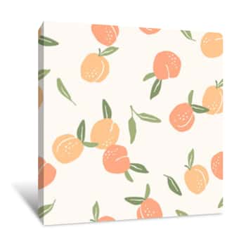 Image of Vector Seamless Pattern With Peaches  Trendy Hand Drawn Textures Canvas Print