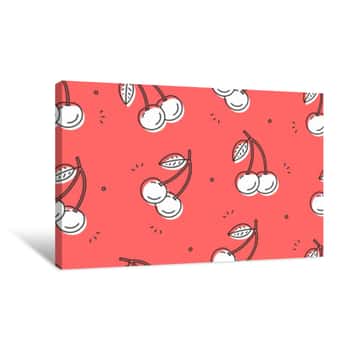 Image of Cherry Seamless Pattern  Vector Illustration Canvas Print