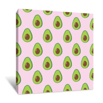 Image of Avocado Seamless Pattern For Print, Fabric And Organic, Vegan, Raw Products Packaging  Eco And Healthy Food Texture Canvas Print