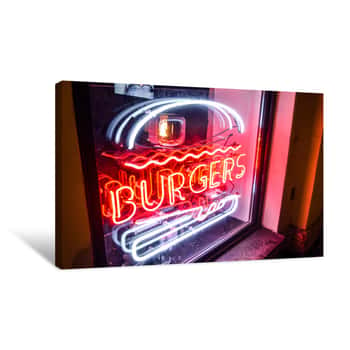 Image of Burgers  Led Sign Canvas Print