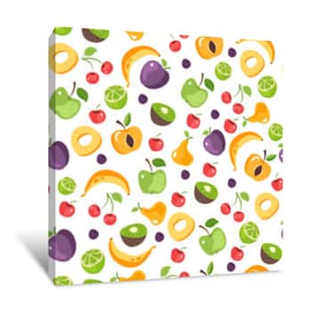 Image of Fruits Seamless Repetitive Pattern  Vector Flat Cartoon Graphic Design Illustration Canvas Print