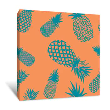 Image of Vector Seamless Pineapple Pattern Canvas Print