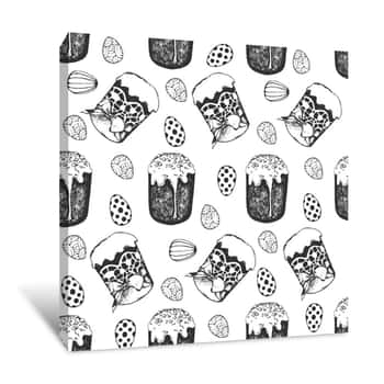 Image of Ornament; Wrapping; Doodle; Element; Feather; Packaging; Paper; Retro; Textile; Wallpaper; Art; Bird; Black; Decorative; Design; Drawn; Hand; Nature; Pattern; Seamless; Style; Vintage; White; Backgrou Canvas Print