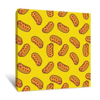Image of Seamless Hot Dog Pattern Canvas Print