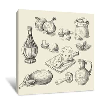 Image of Hand Drawn Food Sketch Canvas Print