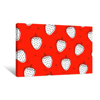 Image of Strawberry Seamless Pattern  Vector Illustration Canvas Print