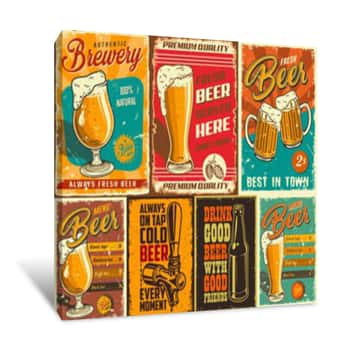 Image of Set Of Beer Poster Canvas Print