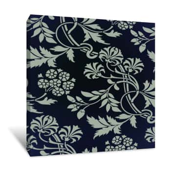 Image of Floral Scroll Design Wallpaper Canvas Print