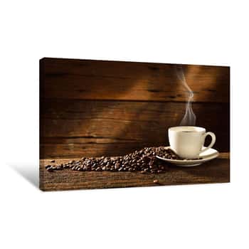 Image of Coffee Cup and Beans Canvas Print