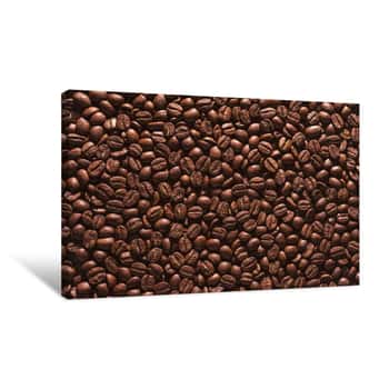 Image of Roasted Coffee Beans On A Flat Background Canvas Print
