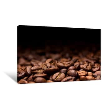 Image of Roasted Coffee Beans On Dark Background Canvas Print