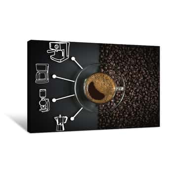 Image of Espresso And Coffee Maker Icon Canvas Print