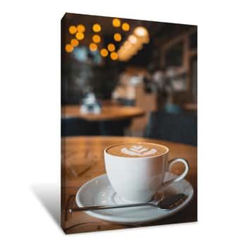 Image of Coffee Cup On The Table  Cafe Canvas Print