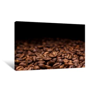 Image of Coffee Beans  Dark Background With Copy Space, Close-up Canvas Print