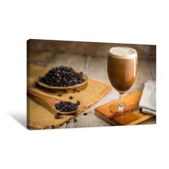 Image of Delicious Serving Of Fresh Nitro Coffee From The Tap Organic Ingredients Canvas Print