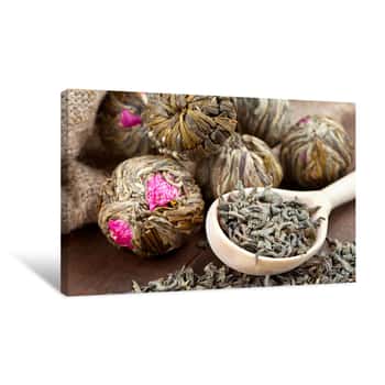 Image of Green Tea with Flowers Canvas Print