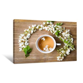 Image of Acacia Herbal Tea And Flowers Canvas Print