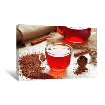 Image of Healthy Traditional Herbal Rooibos Beverage Tea With Spices On Canvas Print