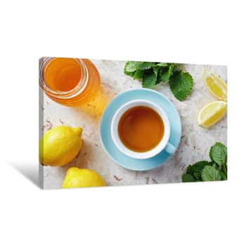 Image of Lemon Balm Tea With Honey Canvas Print