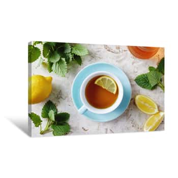 Image of Lemon Balm Tea With Honey   Canvas Print