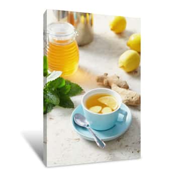 Image of Lemon And Ginger Tea With Honey   Canvas Print