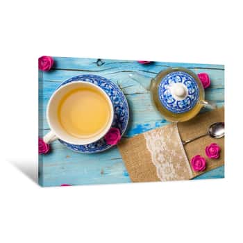 Image of Transparent Teapot And Cup Of Tea Canvas Print