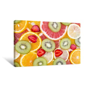 Image of Sliced Fruits Background Canvas Print