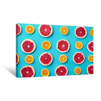 Image of Colorful Pattern Of Grapefruit And Orange Slices Canvas Print