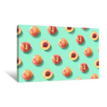 Image of Colorful Fruit Pattern Of Fresh Peaches Canvas Print