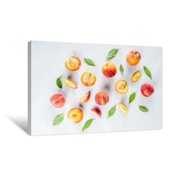Image of Fresh Organic Peaches, Simple Pattern Canvas Print