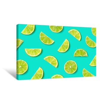 Image of Fruit Pattern Of Lime Slices Canvas Print