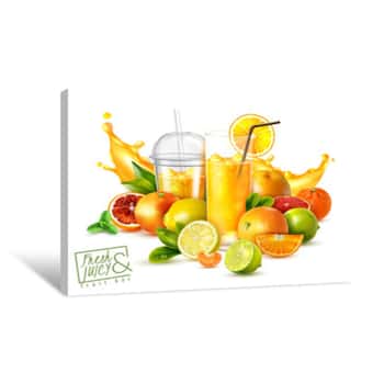 Image of Fruit Juice Realistic Poster Canvas Print