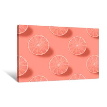 Image of Vivid Fruit Pattern Of Fresh Citrius On Colourful Background Canvas Print