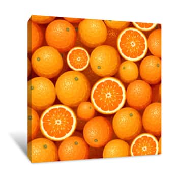 Image of Vector Seamless Background With Orange Fruit Canvas Print