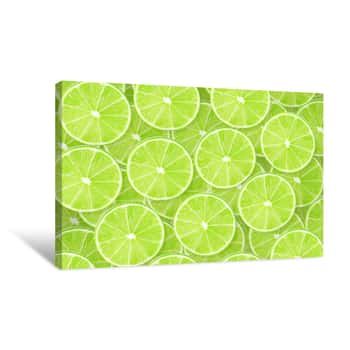 Image of Background Of Lime Sliced Pieces Canvas Print