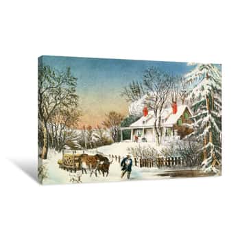 Image of Bringing Home the Logs Canvas Print