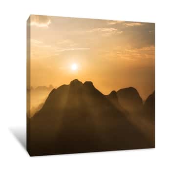 Image of Sunrise Over The Mountains Of Xingping Canvas Print