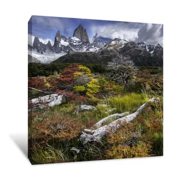 Image of Autumn Under the Mountains Canvas Print